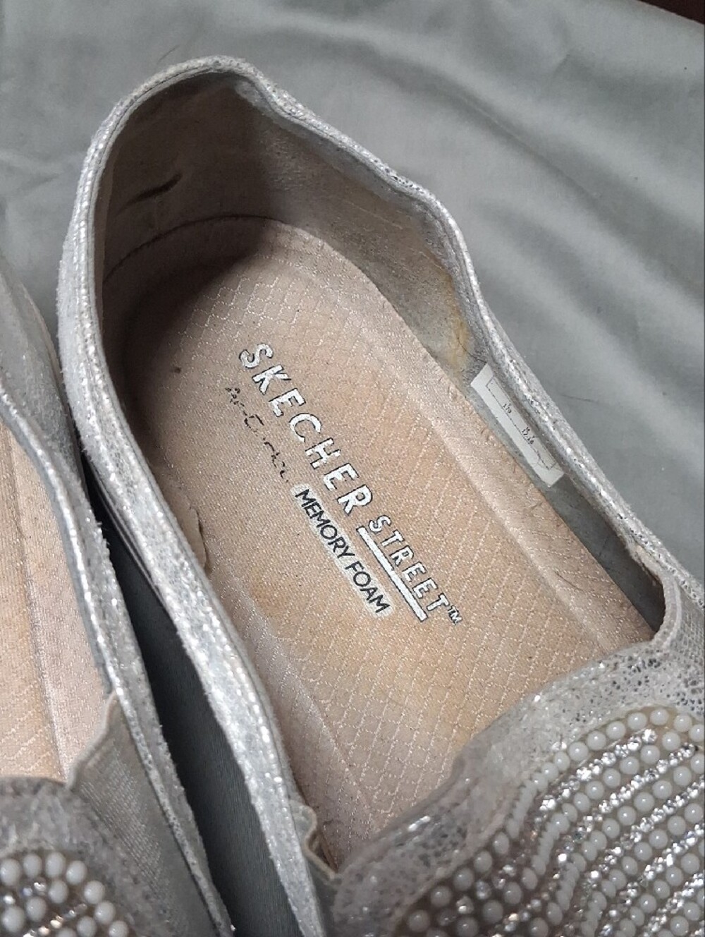 Skechers Women’s Slip-On Rhinestone Sneakers in Ivory Sparkle - Picture 3 of 4